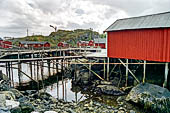 Le isole Lofoten Norvegia. Il villaggio di Nusfjord nella frastagliata isola di Flakstadoya. 